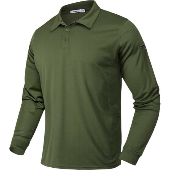 4/$25 Sykooria Performance Outdoor Quick Dry Golf Shirt Long Sleeve Men Size L - Picture 2 of 8